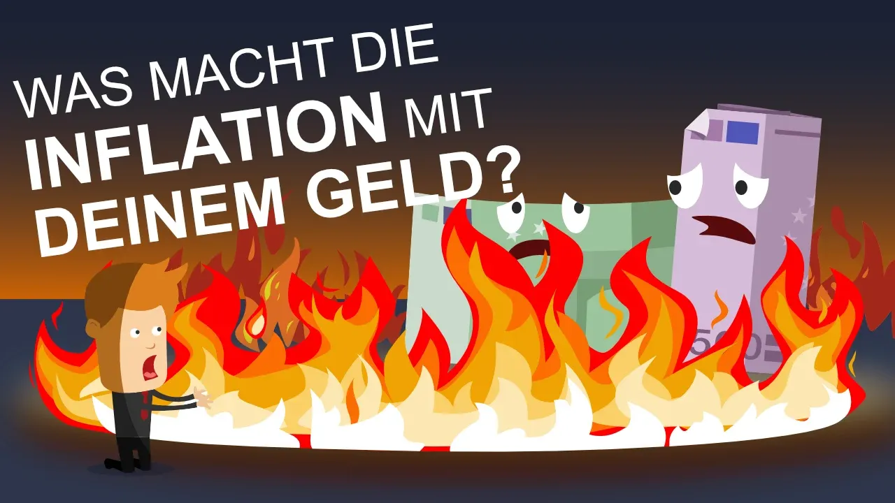 Fred steht vor einem Feuer, das gerade 2 Geldscheine verbrennt